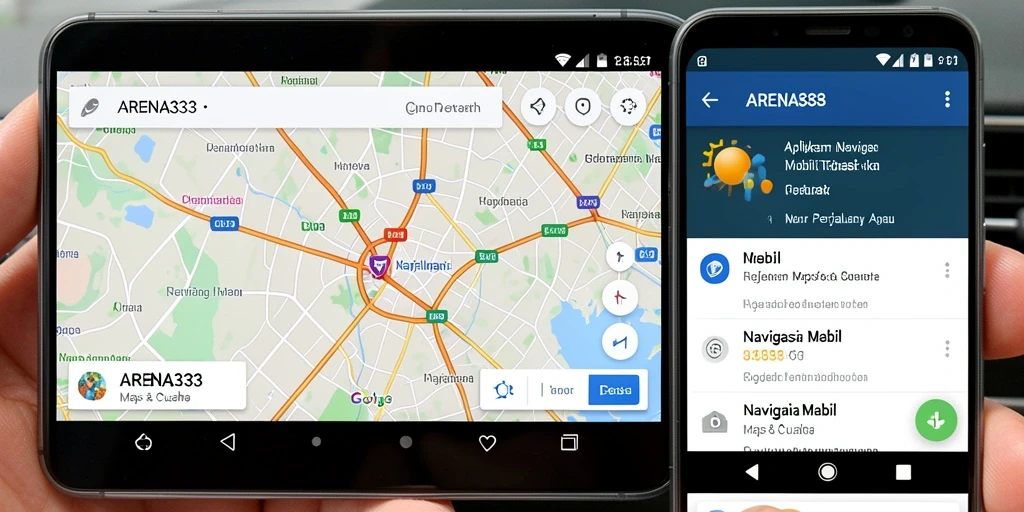 Tampilan antarmuka ARENA333 saat navigasi mobil.