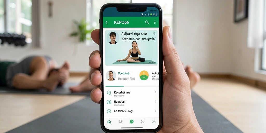 Antarmuka aplikasi KEPO66 yang menarik dan intuitif untuk latihan Yoga.