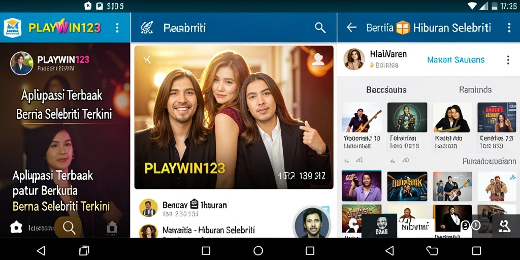Tampilan antarmuka PLAYWIN123 yang menampilkan berita hiburan terbaru.
