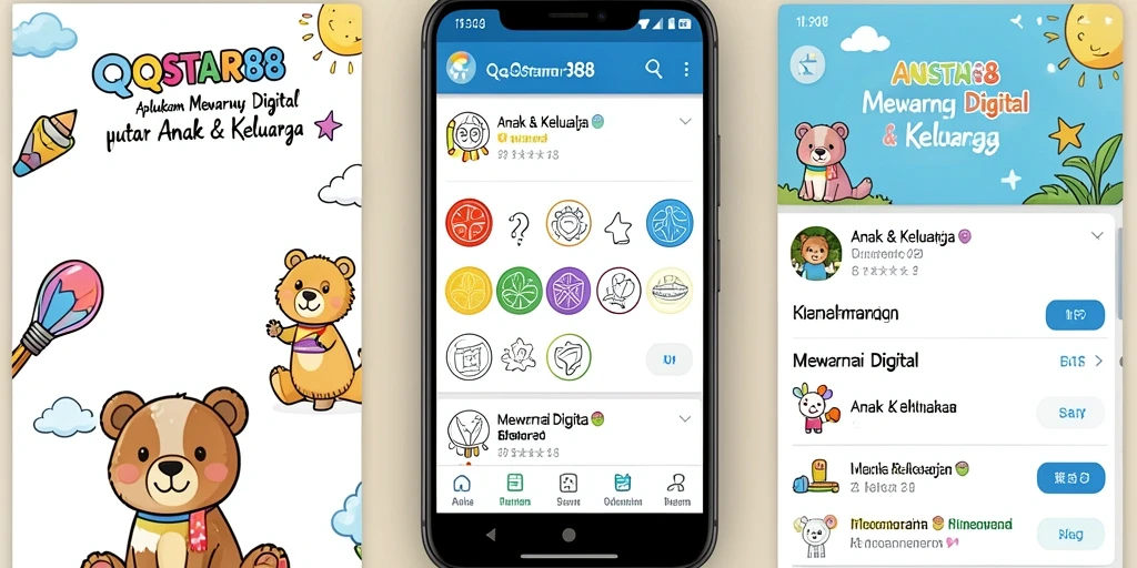 Antarmuka aplikasi Mewarnai Digital yang ramah anak.