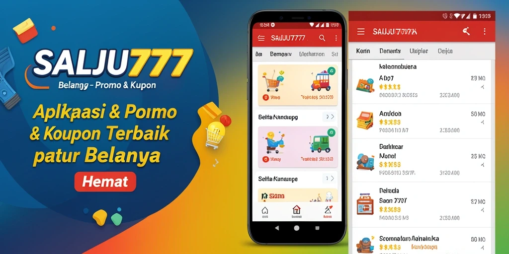 Tampilan antarmuka aplikasi SALJU777 yang menampilkan berbagai promo dan kupon menarik.