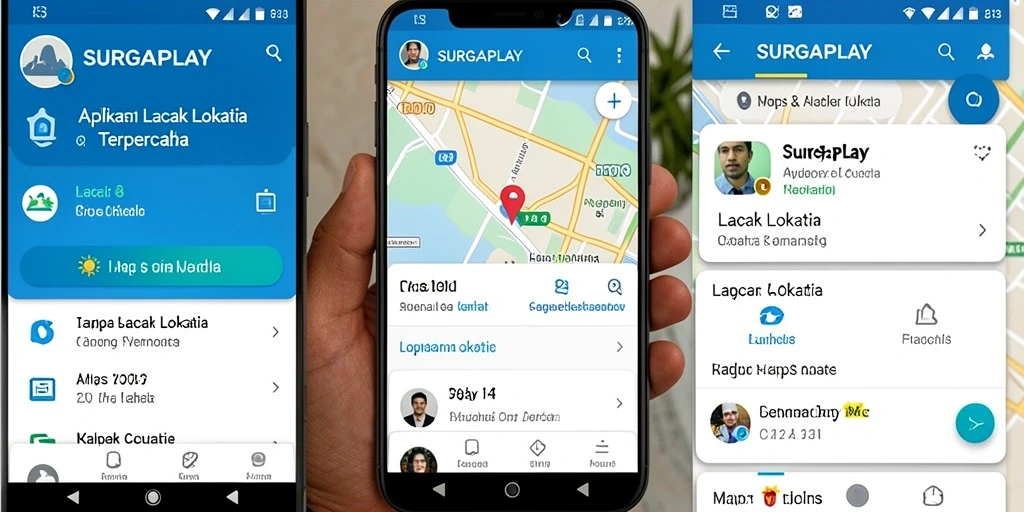 Tampilan antarmuka pengguna SURGAPLAY untuk pelacakan lokasi.